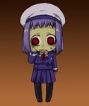  bad_id bad_pixiv_id beret blood harukaze_unipo hat open_mouth original pantyhose purple_hair red_eyes saliva school_uniform skirt solo tareme yukari-chan zombie 