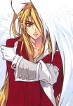  angel angel_wings blonde_hair dnangel gloves hair_over_one_eye krad long_hair male_focus official_art solo sugisaki_yukiru wings yellow_eyes 