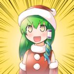  detached_sleeves green_hair hat kochiya_sanae long_hair ren_(733) santa_costume solo touhou 