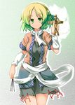  blonde_hair green_eyes half_updo maiku mizuhashi_parsee open_clothes scarf short_hair solo touhou waraningyou 