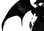  artist_request bat_wings blood greyscale high_contrast monochrome remilia_scarlet solo touhou wings 