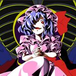  amaki_someichi bad_id bad_pixiv_id blue_hair fang hair_over_one_eye red_eyes remilia_scarlet short_hair solo touhou 