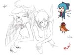  absurdres bad_id bad_pixiv_id chibi cigarette cirno highres multiple_girls mystia_lorelei neevelile older partially_colored touhou 