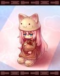  :3 animal_hat blue_eyes cat_hat frown hat long_hair megurine_luka megurine_luka_(toeto) pink_hair sankuma sitting solo toeto_(vocaloid) vocaloid 