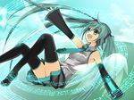  aqua_eyes aqua_hair bad_id bad_pixiv_id detached_sleeves hatsune_miku legs long_hair musical_note necktie skirt solo temari_(deae) thighhighs twintails very_long_hair vocaloid wings 