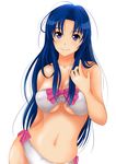  bandeau bikini blue_eyes blue_hair breasts cleavage covered_nipples face kawashima_ami kishida-shiki large_breasts long_hair looking_at_viewer navel shiny shiny_skin smile solo swimsuit toradora! underboob 