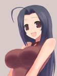  ahoge blue_hair breasts idolmaster idolmaster_(classic) idolmaster_sp large_breasts long_hair miura_azusa red_eyes smile solo unikurage 