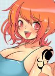  bad_id bad_pixiv_id breasts cleavage large_breasts nami_(one_piece) noroken one_piece orange_eyes orange_hair short_hair smile solo spaghetti_strap tank_top tattoo 