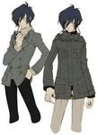  blue_hair buttons cardigan casual digital_media_player earphones jacket male_focus persona persona_3 s.r. silver_eyes solo sweater turtleneck yuuki_makoto 