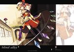  ascot blonde_hair crystal dress dutch_angle flandre_scarlet full_body hat looking_at_viewer mob_cap multiple_girls puffy_short_sleeves puffy_sleeves red_dress red_eyes remilia_scarlet riku_(wana) short_sleeves siblings sisters touhou 