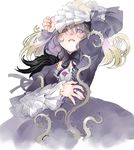 absurdres dress frills highres jewelry long_hair moruga plant purple_eyes ring rozen_maiden silver_hair solo suigintou vines wings 