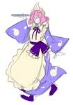  abstract_cactus adapted_costume apron bad_id bad_pixiv_id maid maid_headdress pink_eyes pink_hair saigyouji_yuyuko sketch smile touhou tray triangular_headpiece wide_sleeves 