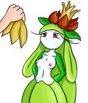  breasts cactuscacti female lilligant nintendo nipples pink_nipples plain_background pok&#233;mon pok&eacute;mon red_eyes small_breasts video_games white_background 