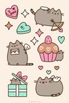  &lt;3 ambiguous_gender animated blush candy cat cupcake cute english_text feline food fur gift grey_fur happy holidays mammal plain_background pusheen pusheen_corp solo text valentine&#039;s_day valentine's_day wings 
