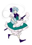  abstract_cactus adapted_costume apron bad_id bad_pixiv_id bloomers blue_eyes blue_hair bow konpaku_youmu maid maid_headdress puffy_sleeves sketch sword touhou underwear weapon 