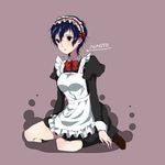  apron atlus blue-hair blue_eyes blue_hair headdress highres iketsuko maid maid_apron maid_uniform megami_tensei persona persona_4 ribbon shin_megami_tensei shirogane_naoto short_hair solo 