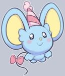  2025 accessory ambiguous_anthro ambiguous_gender anthro big_ears biped black_eyes blue_body blue_ears blush chibi closed_smile clothing digital_drawing_(artwork) digital_media_(artwork) flat_(sanrio) full-length_portrait furgonomics glistening glistening_eyes grey_background hat headgear headwear heshieokf hi_res high-angle_view looking_at_viewer male_(lore) mammal monotone_body mostly_nude_ambiguous mostly_nude_anthro mouse mouth_closed murid murine onegai_my_melody outline party_hat portrait ribbons rodent sanrio shaded simple_background simple_eyes smile soft_shading solo standing tail tail_accessory tail_ribbon white_outline yellow_inner_ear yellow_nose 