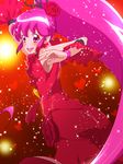  aino_megumi alternate_form cherry_flamenco cure_lovely dancing detached_sleeves dress flower hair_flower hair_ornament happinesscharge_precure! heart long_hair magical_girl pink_eyes pink_hair ponytail precure red red_background red_dress red_flower red_rose red_sleeves rose solo tj-type1 wide_ponytail 