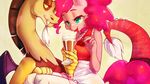  &lt;3 2014 anthro anthrofied blue_eyes breasts cherry chocolate_milkshake cleavage clothed clothing couple cream discord_(mlp) draconequus duo equine fangs female friendship_is_magic hair horse legwear licking lizombie male mammal milkshake my_little_pony pink_hair pinkie_pie_(mlp) pony red_eyes skirt stockings tongue whipped_cream widescreen 