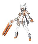  1girl absurdres armor belt boots breakam_buster capsems dress genderswap genderswap_(mtf) gloves goz-zz hashtag-only_commentary highres holding kamen_rider kamen_rider_zeztz_(series) knight_invoker multicolored_hair nox_knight rider-tan rider_belt shoulder_belt simple_background sleep_mask solo weapon white_background 