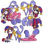 1:1 4_fingers angry anthro bent_ears complaining cross-popping_vein ddfreakyart duo eye_contact female fingers glitch_productions half-closed_eyes hi_res humanoid jax_(tadc) lagomorph leporid looking_at_another looking_at_partner looking_away loving_gaze lying male mammal motion_lines narrowed_eyes nervous nervous_smile on_front pomni_(tadc) rabbit sitting sitting_on_ground smile the_amazing_digital_circus