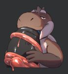  alternate_species anthro big_penis black_penis bodily_fluids brown_body brown_yoshi disembodied_penis duo fellatio genitals glistening glistening_genitalia glistening_penis glistening_tongue half-closed_eyes hi_res holding_penis huge_penis hyper hyper_genitalia hyper_penis licking long_tongue looking_at_viewer male mario_bros minedoo_(character) narrowed_eyes nintendo oral oral_penetration penetration penile penile_penetration penis penis_in_mouth penis_lick saliva sex solo_focus tongue tongue_out tongue_wrap tongue_wrapped_around_penis tonguejob wolfwireless yoshi 