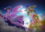  3d_(artwork) absurd_res anthro blender_(artwork) digital_media_(artwork) equid equine female feral fluttershy_(mlp) friendship_is_magic group hasbro hi_res hooves-art hooves-art_(oc) horn horse male male/female mammal my_little_pony mythological_creature mythological_equine mythology pegasus pony the_creation_of_adam trio twilight_sparkle_(mlp) unicorn wings 