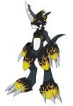  anthro armor black_dragon claws digimon dragon flamedramon horn male raysaber red_eyes 