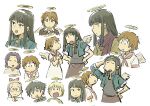  6+girls angel angel_wings arm_behind_head arm_up black_eyes black_hair blonde_hair blue_jacket blunt_bangs brown_coat brown_eyes brown_hair closed_eyes closed_mouth coat collared_jacket haibane_renmei halo hikari_(haibane_renmei) jacket kana_(haibane_renmei) kuu_(haibane_renmei) long_sleeves multiple_girls neckerchief nemu_(haibane_renmei) open_clothes open_jacket open_mouth parted_bangs parted_lips rakka_(haibane_renmei) red_neckerchief red_scarf reki_(haibane_renmei) scarf short_sleeves sidelocks simple_background smile teeth tsubobot upper_teeth_only white_background wings 