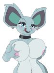  absurd_res anthro black_eyeliner black_lipstick blue_eyes choker ear_piercing ear_ring eyeliner fangs female hi_res jewelry lace_(hirurux) lipstick makeup necklace piercing ragnarakk ring_piercing solo teeth tongue tongue_out 
