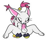  anthro anus autofellatio barbs blush claws cyanzangoose digimon eyes_closed feline feline_penis gatomon gay gloves male mammal masturbation oral penis pink_penis plain_background white_background 