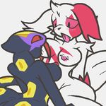  black_fur blush breast_suck breasts cyanzangoose duo eye_contact fangs female fur interspecies lesbian nintendo nipples pok&#233;mon pok&eacute;mon predator/prey_relations red_eyes seviper sitting tongue tongue_out video_games white_fur zangoose 