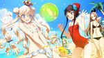  6+girls ball beach beachball bikini black_hair blonde_hair blue_eyes brown_hair character_request columbus_(eiyuu_senki) eiyuu_senki game_cg green_hair himiko_(eiyuu_senki) innertube king_arthur_(eiyuu_senki) long_hair lu_bu_(eiyuu_senki) multiple_girls ooyari_ashito orange_hair purple_eyes smile sun_tzu_(eiyuu_senki) swimsuit tenco yellow_eyes 