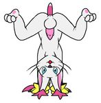  anthro anus barbs blue_eyes butt claws cyanzangoose digimon feline feline_penis gatomon gay gloves hand_stand male mammal open_mouth penis pink_penis plain_background presenting presenting_hindquarters white_background 