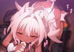 1boy 1girl bar_censor censored closed_eyes commentary_request dark_skin demon_girl hetero highres horns large_variant_set oral original paid_reward_available penis robo_mikan tail variant_set 