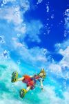  chain_necklace cloud fingerless_gloves gloves jellybeans0101 kingdom_hearts male_focus solo sora_(kingdom_hearts) water 