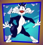 2026 3_toes 4_fingers alternate_version_at_paywall anthro belly bent_leg big_butt biped black_body black_eyes black_fur bodily_fluids butt cheek_tuft colored curved_horn curvy_figure digital_drawing_(artwork) digital_media_(artwork) dipstick_tail disembodied_eyes domestic_cat erect_tail facial_tuft feet felid feline felis fingers flat_colors fur gavanzude glance glistening glistening_butt gloves_(marking) head_tuft hi_res horn humanoid_hands humanoid_heel knock-kneed leg_markings looney_tunes male mammal markings nervous nervous_sweat nude pinup plantigrade pose raised_heel raised_tail red_nose scared signature slightly_chubby slightly_chubby_anthro slightly_chubby_male socks_(marking) solo standing_on_toes surrounded sweat sweatdrop sylvester_(looney_tunes) tail tail_markings tiptoes toes tuft tuxedo_cat warner_brothers wavy_mouth whisker_spots whiskers white_belly white_body white_feet white_fur white_hands white_sclera white_tail_tip wide_hips