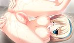  1girl amagasa_yomogi anus atelier_kaguya blonde_hair blue_eyes blush breasts censored collarbone game_cg nipples nude pussy short_hair tamahaji!_-tamatama_hajikeru_imouto-tachi 
