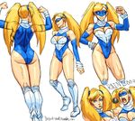  areolae ass blonde_hair blue_eyes breasts concept_art detached_sleeves diepod flexing large_breasts leotard long_hair mask nipple_slip nipples pose rainbow_mika street_fighter street_fighter_zero_(series) twintails 