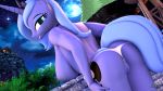  3d_(artwork) anthro anthroponiessfm anus blue_eyes blue_hair breasts butt clothing digital_media_(artwork) equine female friendship_is_magic hair horn looking_at_viewer looking_back mammal moon my_little_pony night nipples nude panties princess_luna_(mlp) pussy_floss side_boob solo source_filmmaker star thong underwear unicorn 