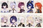  6+girls acheron_(honkai:_star_rail) alternate_hair_length alternate_hairstyle ayacchirin bare_shoulders black_bow black_choker black_hair blonde_hair blue_eyes blue_hair bow breasts bright_pupils cartethyia_(wuthering_waves) character_name choker clorinde_(genshin_impact) closed_mouth colored_eyelashes colored_tips columbina_(genshin_impact) commentary crown_of_thorns earrings english_commentary eye_mask eyewear_on_head facing_viewer firefly_(honkai:_star_rail) fleur-de-lis flower genshin_impact grey_eyes grey_hair grey_ribbon hair_bow hair_flower hair_ornament hair_over_one_eye hair_ribbon hat herta_(honkai:_star_rail) highres honkai:_star_rail honkai_(series) jewelry jinhsi_(wuthering_waves) kafka_(honkai:_star_rail) looking_at_viewer mask mavuika_(genshin_impact) medium_breasts multicolored_hair multiple_earrings multiple_girls necklace orange_hair parted_bangs parted_lips pince-nez pointy_ears purple_eyes purple_flower purple_hair purple_ribbon red_eyes ribbon round_eyewear short_hair skirk_(genshin_impact) smile streaked_hair sun_earrings sunglasses the_herta_(honkai:_star_rail) tricorne white_eyelashes white_hair white_pupils wing_hair_ornament wuthering_waves 