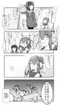  ahoge comic failure_penguin female_admiral_(kantai_collection) folded_ponytail greyscale inazuma_(kantai_collection) kantai_collection military military_uniform miss_cloud monochrome multiple_girls naval_uniform pekeko_(pepekekeko) school_uniform serafuku short_hair translated uniform watabe_koharu 