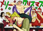  4boys battle_tendency beer_mug caesar_anthonio_zeppeli christmas contemporary cup drunk hat holding holding_cup jojo_no_kimyou_na_bouken joseph_joestar_(young) karaoke kock_k lisa_lisa loggins_(jojo) merry_christmas messina_(jojo) multiple_boys multiple_girls music scarf shirtless singing suzi_q 