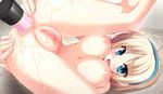  1girl amagasa_yomogi anus atelier_kaguya blonde_hair blue_eyes blush breasts censored game_cg nude pussy short_hair tamahaji!_-tamatama_hajikeru_imouto-tachi 