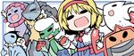  alice_margatroid blonde_hair blue_dress capelet crossover dress gen_1_pokemon gen_4_pokemon hairband hemogurobin_a1c lucario mega_lucario mega_pokemon open_mouth poke_ball pokemon pokemon_(creature) roserade rotom short_hair smile solid_oval_eyes togekiss touhou vaporeon weavile 