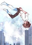  brown_hair city falling glasses male_focus mark_(s//d) s//d shirt solo sumadera424 upside-down 