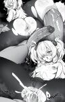  1boy 1girl absurdres anal anus ass blue_archive blush breasts commentary cum cum_in_ass cum_overflow english_commentary erection girl_on_top greyscale hair_over_one_eye hetero highres imminent_penetration kanoe_(blue_archive) large_penis long_hair lost-phews monochrome multiple_views nipples open_mouth pantyhose penis pussy sex small_breasts solo_focus straddling torn_clothes torn_pantyhose uncensored 