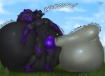 4_toes 5_fingers anal anal_penetration animal_genitalia animal_penis anthro anthro_on_anthro anthro_penetrated anthro_penetrating anthro_penetrating_anthro balls big_balls black_balls black_claws black_hair black_nose bodily_fluids canid canine canine_genitalia canine_penis canis claws cloud cum cum_ballooning cum_inflation cum_inside day dipstick_tail duo eyebrows feet fingers forest fox friztwolf fur genital_fluids genitals gloves_(marking) hair hand_on_balls hi_res huge_balls hyper hyper_balls hyper_genitalia inflation knot knotted_penis larger_male leg_markings living_condom macro male male/male male_penetrated male_penetrating male_penetrating_male mammal markings multicolored_body multicolored_fur muscular muscular_anthro muscular_male navel outside penetration penis plant purple_eyebrows purple_penis sex shaded size_difference smaller_male socks_(marking) stripes tail tail_markings toes tree wolf