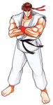  90s brown_hair capcom headband illustration karate-gi muscle official_art oldschool ryuu_(street_fighter) street_fighter street_fighter_ii yasuda_akira 