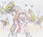  beautifly couple haruka_(pokemon) lowres nintendo pokemon pokemon_(anime) satoshi_(pokemon) 